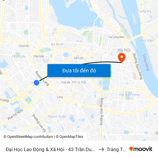 Đại Học Lao Động & Xã Hội - 43 Trần Duy Hưng to Tràng Tiền map