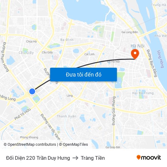 Đối Diện 220 Trần Duy Hưng to Tràng Tiền map