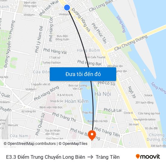 E3.3 Điểm Trung Chuyển Long Biên to Tràng Tiền map
