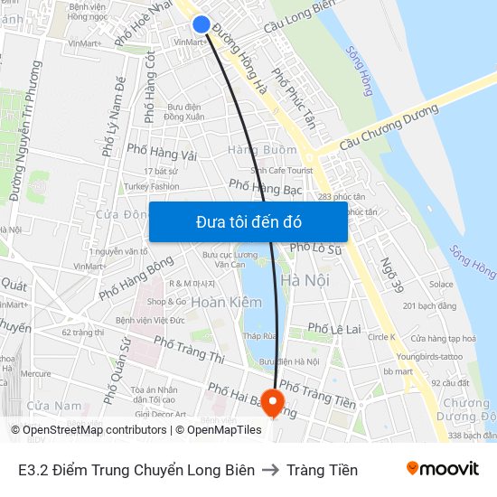 E3.2 Điểm Trung Chuyển Long Biên to Tràng Tiền map