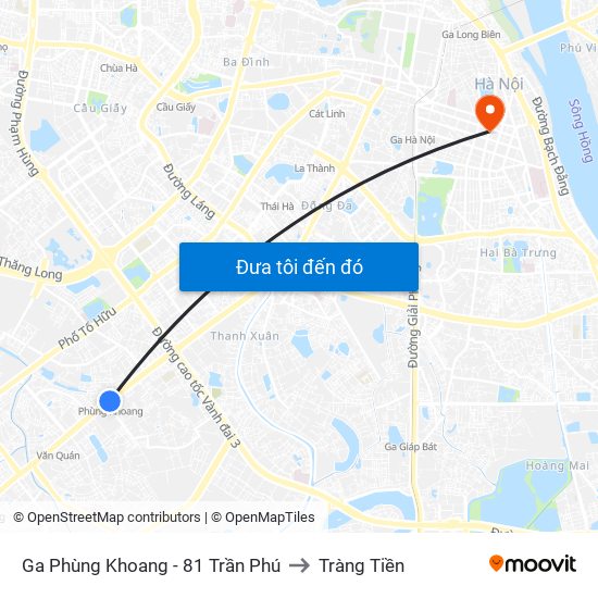 Ga Phùng Khoang - 81 Trần Phú to Tràng Tiền map