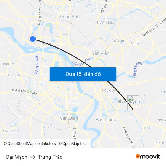 Đại Mạch to Trưng Trắc map