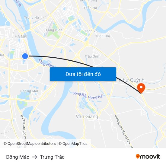 Đống Mác to Trưng Trắc map