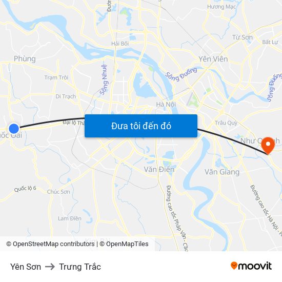 Yên Sơn to Trưng Trắc map