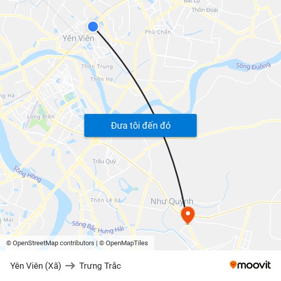 Yên Viên (Xã) to Trưng Trắc map