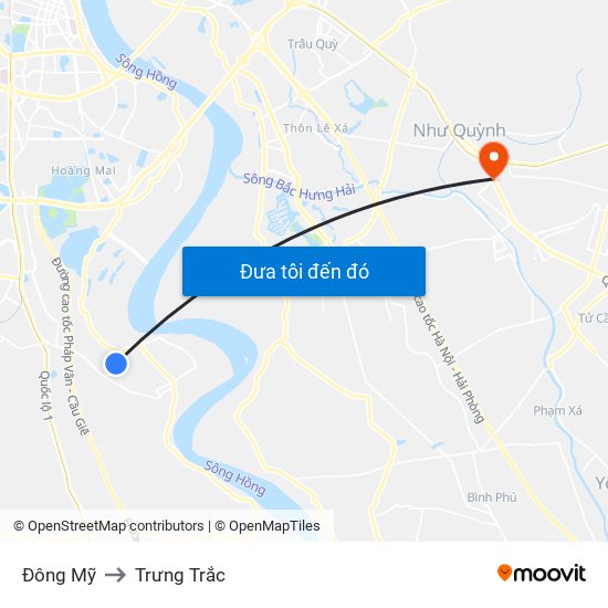 Đông Mỹ to Trưng Trắc map