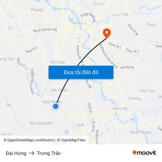 Đại Hưng to Trưng Trắc map