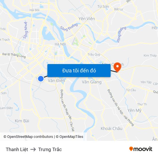 Thanh Liệt to Trưng Trắc map