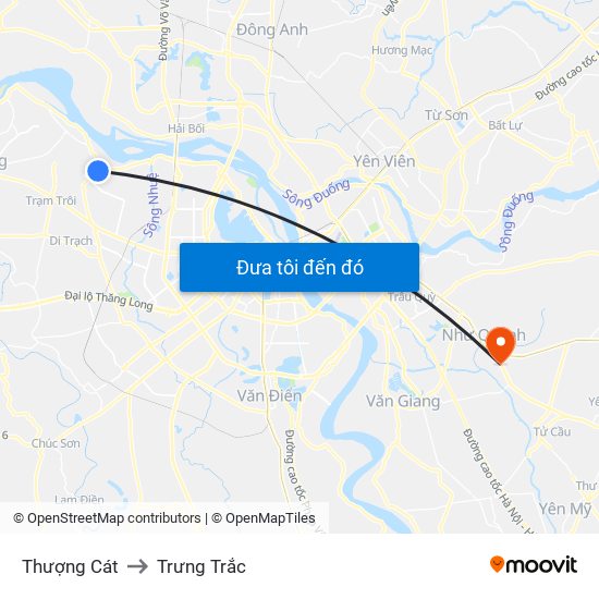 Thượng Cát to Trưng Trắc map