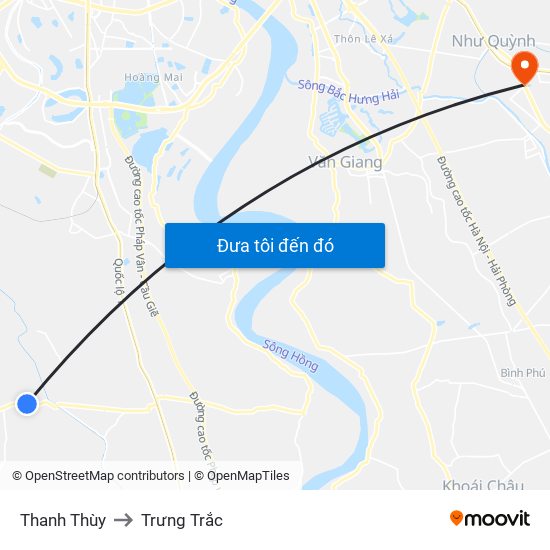 Thanh Thùy to Trưng Trắc map