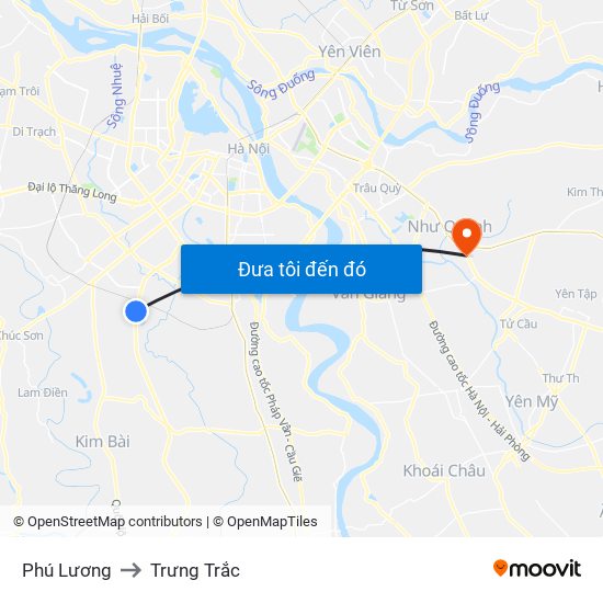 Phú Lương to Trưng Trắc map