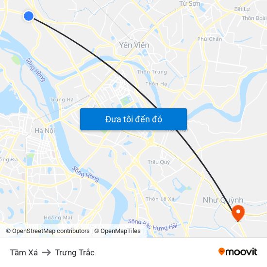 Tầm Xá to Trưng Trắc map