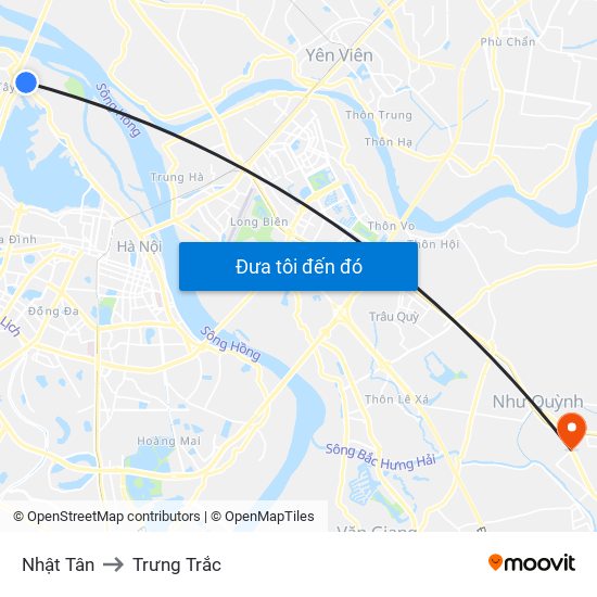 Nhật Tân to Trưng Trắc map