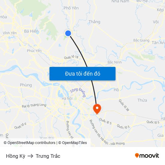 Hồng Kỳ to Trưng Trắc map