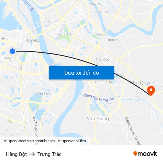 Hàng Bột to Trưng Trắc map