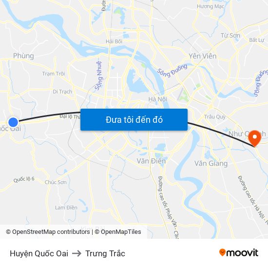 Huyện Quốc Oai to Trưng Trắc map