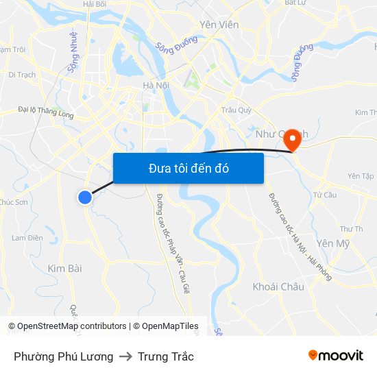 Phường Phú Lương to Trưng Trắc map