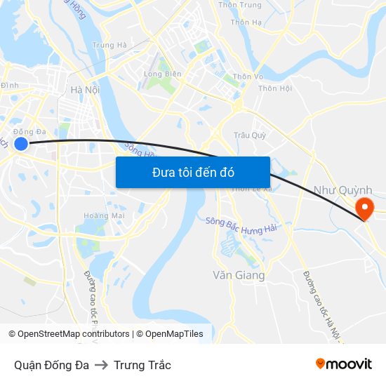 Quận Đống Đa to Trưng Trắc map