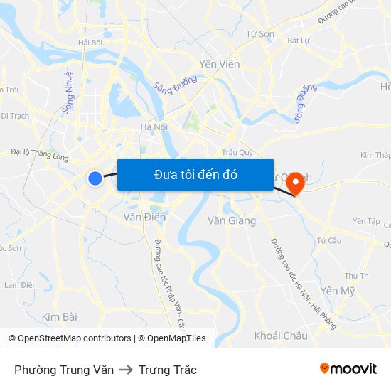 Phường Trung Văn to Trưng Trắc map