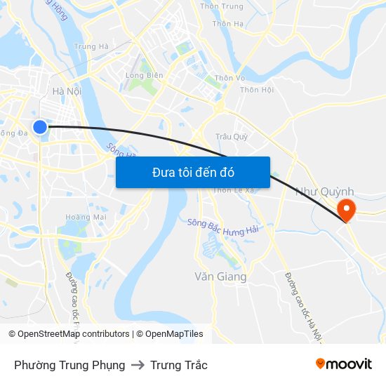 Phường Trung Phụng to Trưng Trắc map