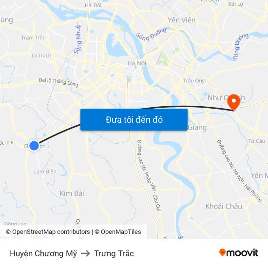 Huyện Chương Mỹ to Trưng Trắc map