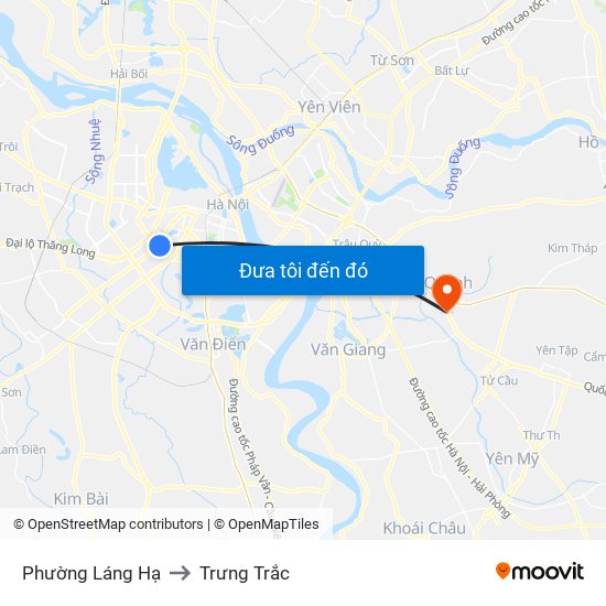 Phường Láng Hạ to Trưng Trắc map