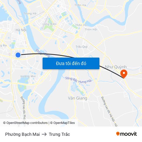 Phường Bạch Mai to Trưng Trắc map