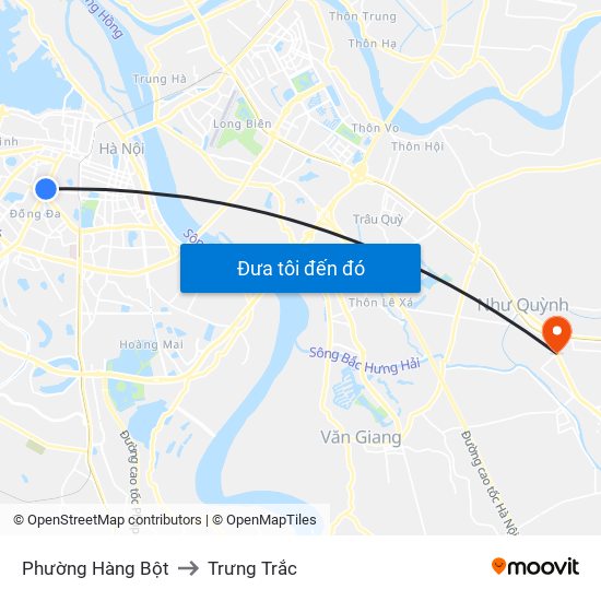 Phường Hàng Bột to Trưng Trắc map