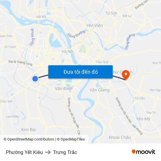 Phường Yết Kiêu to Trưng Trắc map