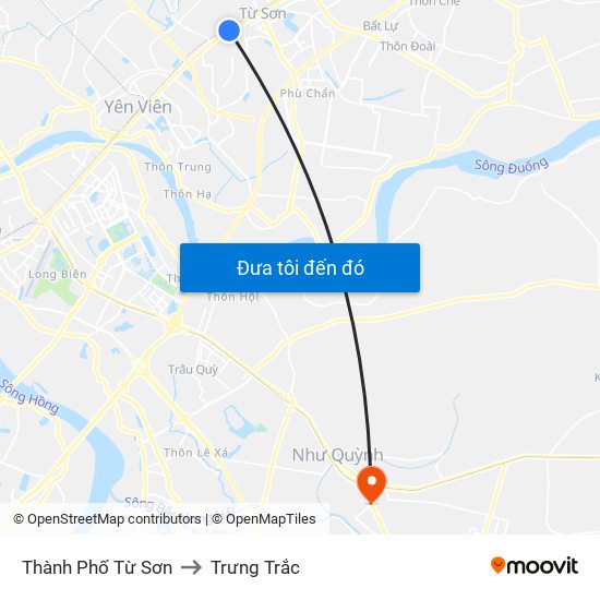 Thành Phố Từ Sơn to Trưng Trắc map