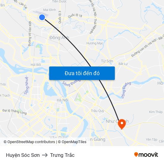 Huyện Sóc Sơn to Trưng Trắc map