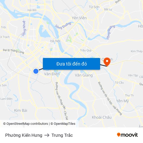 Phường Kiến Hưng to Trưng Trắc map