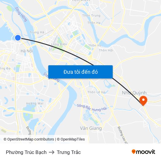 Phường Trúc Bạch to Trưng Trắc map