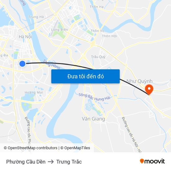 Phường Cầu Dền to Trưng Trắc map