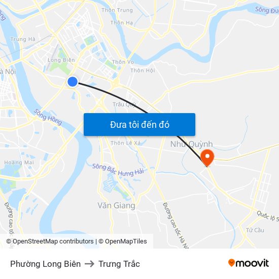 Phường Long Biên to Trưng Trắc map