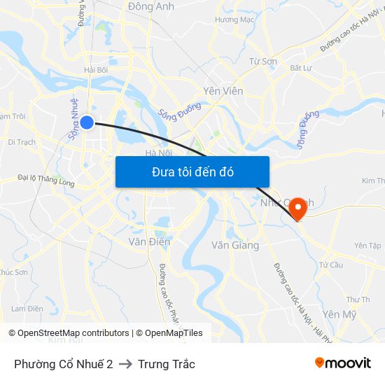 Phường Cổ Nhuế 2 to Trưng Trắc map