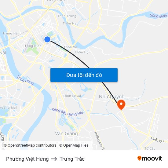 Phường Việt Hưng to Trưng Trắc map