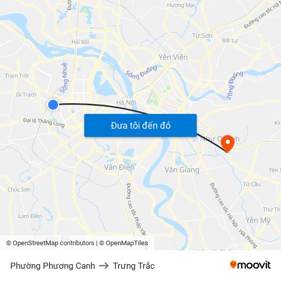 Phường Phương Canh to Trưng Trắc map