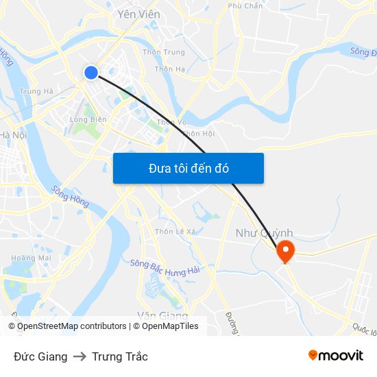 Đức Giang to Trưng Trắc map