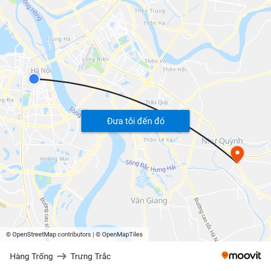 Hàng Trống to Trưng Trắc map