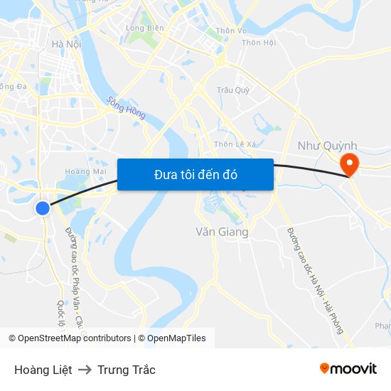 Hoàng Liệt to Trưng Trắc map