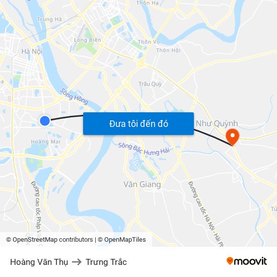 Hoàng Văn Thụ to Trưng Trắc map