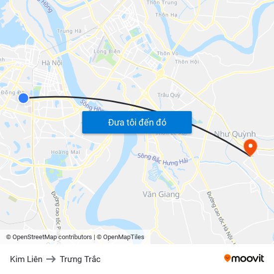 Kim Liên to Trưng Trắc map