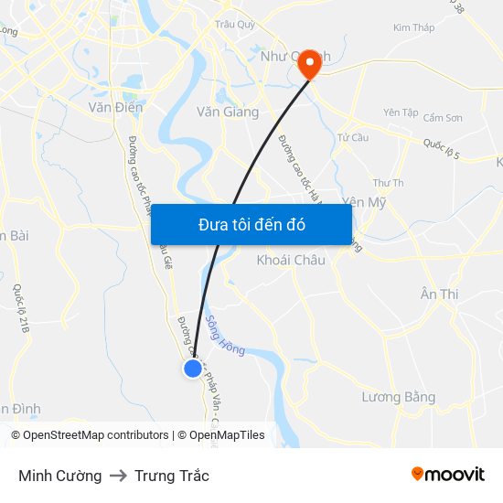 Minh Cường to Trưng Trắc map