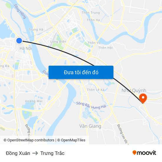 Đồng Xuân to Trưng Trắc map