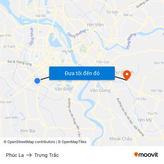 Phúc La to Trưng Trắc map