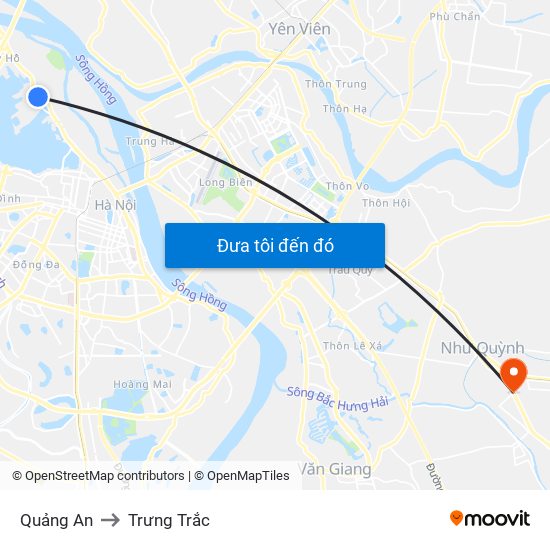 Quảng An to Trưng Trắc map