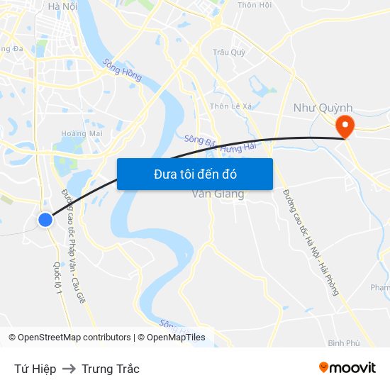 Tứ Hiệp to Trưng Trắc map