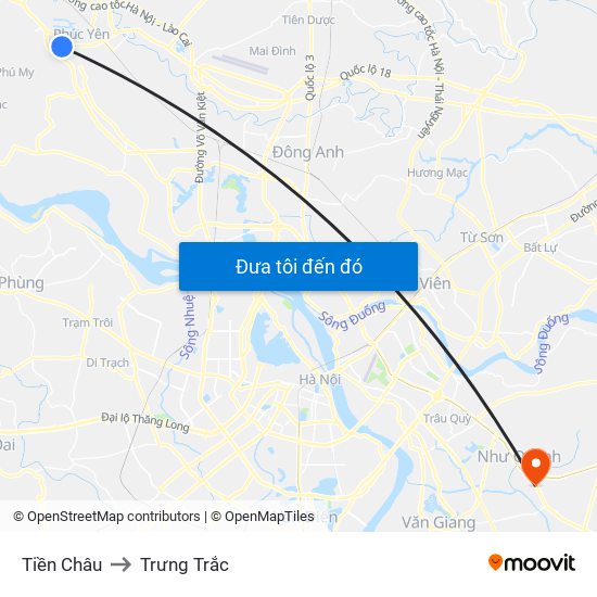 Tiền Châu to Trưng Trắc map