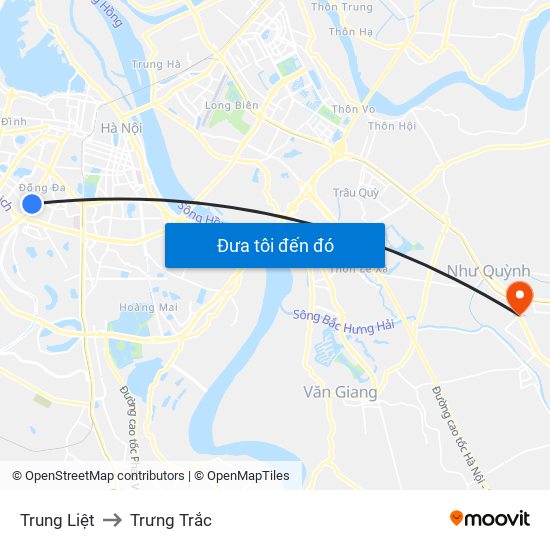 Trung Liệt to Trưng Trắc map